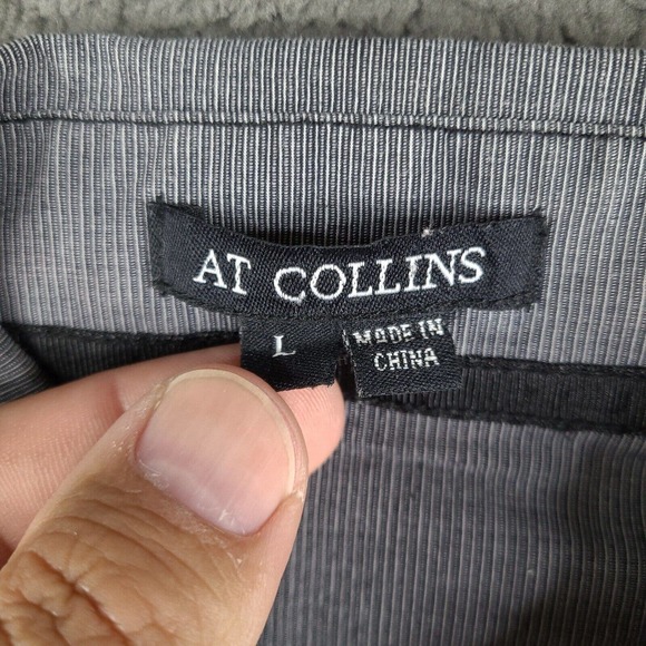 At Collins Shirt Men's Large Gray Striped Embroidered Floral Long Sleeve - Picture 4 of 10